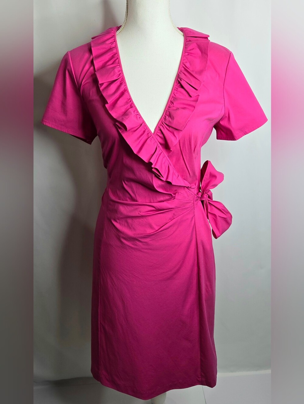 Lafayette 148 New York Designer Pink Ruffle Wrap Wedding Guest Dress NWOT 12